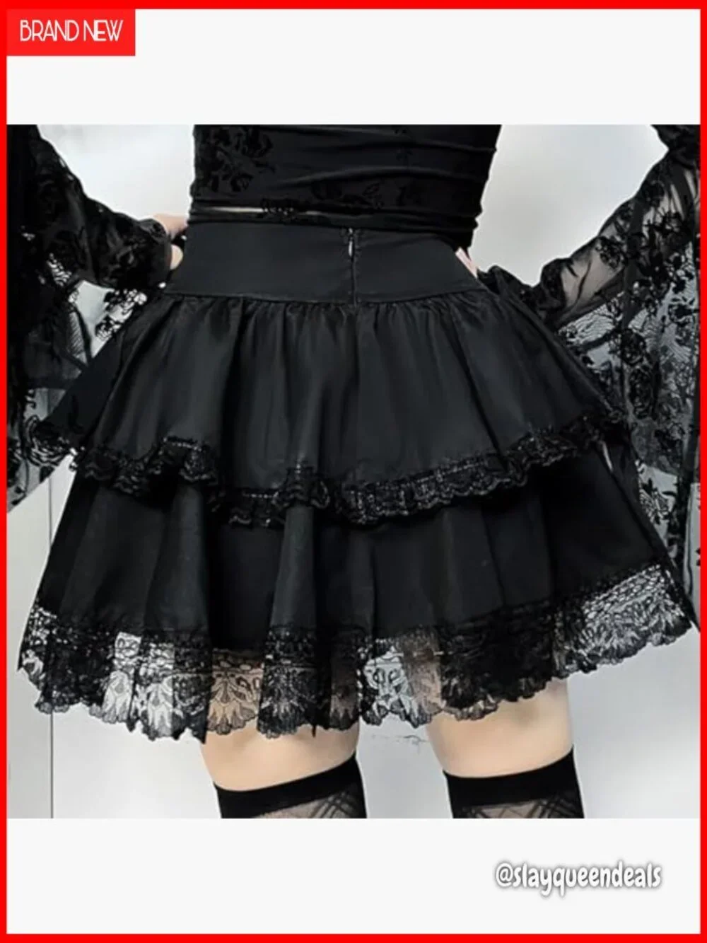 High Waist Pleated Mini Skirt Polyester Spandex Gothic Punk Grunge Style